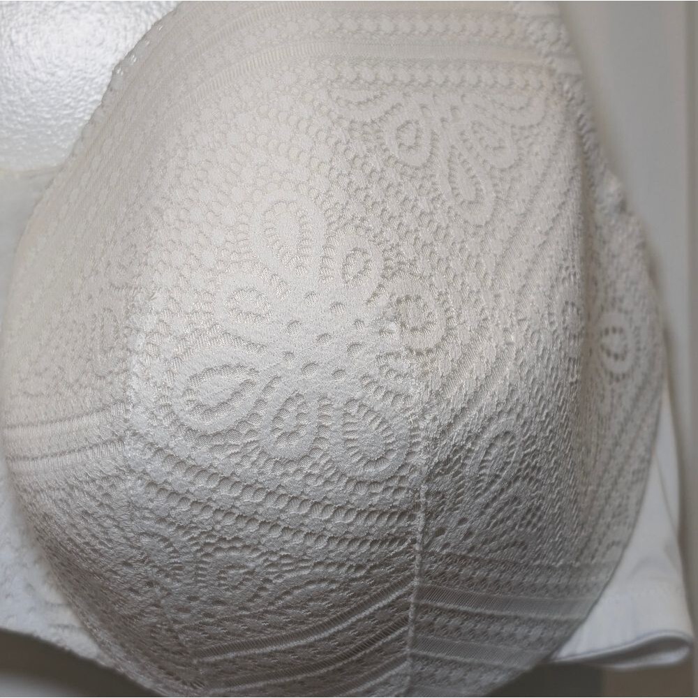 Cacique Lane Bryant 44DDD White Lace Bridal Smooth Balconette Bra Supportive - Picture 7 of 7